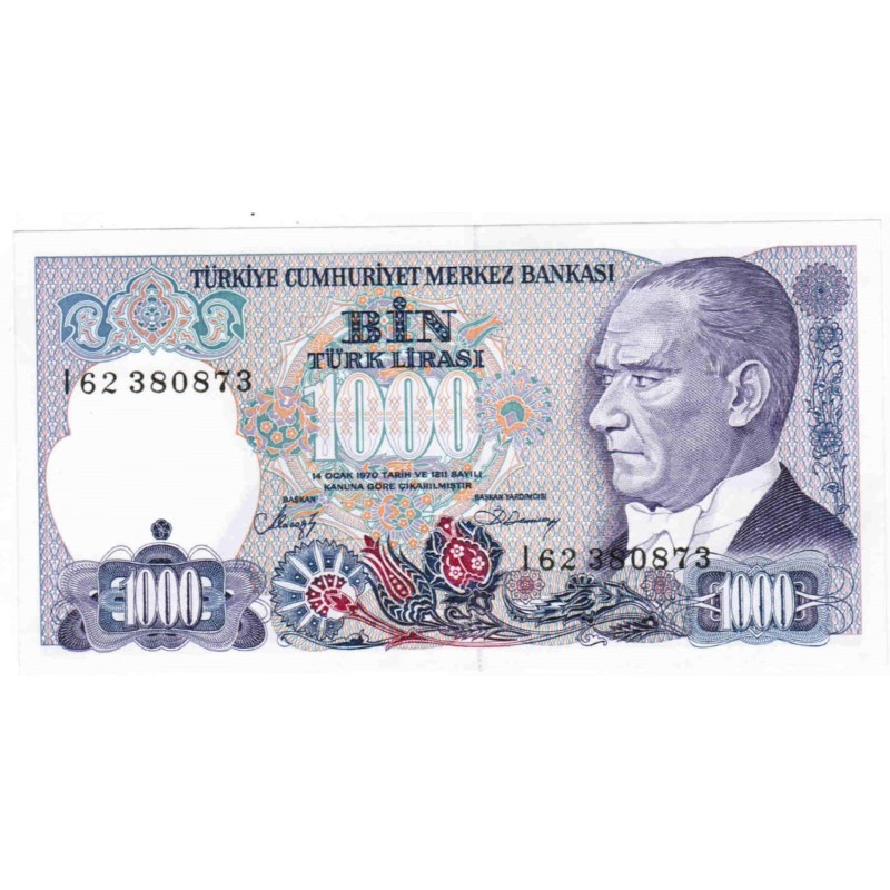 TURKEY - PICK 196 - 1 000 LIRA - L.1970 (1986)