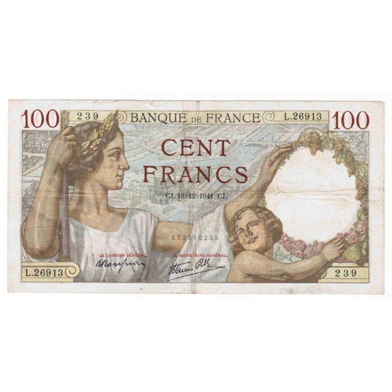 copy of FRANCE - PICK 94 - 100 FRANCS SULLY - 05/03/1942