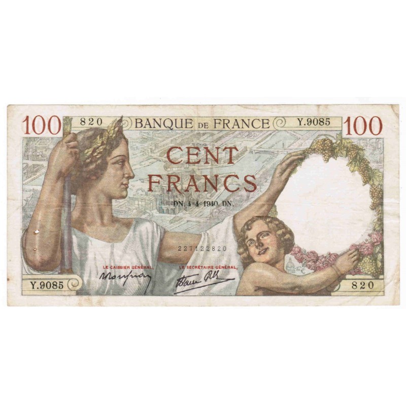 FAY 26/26 - 100 FRANCS SULLY - 04/04/1940 - Y.9085 - PICK 94