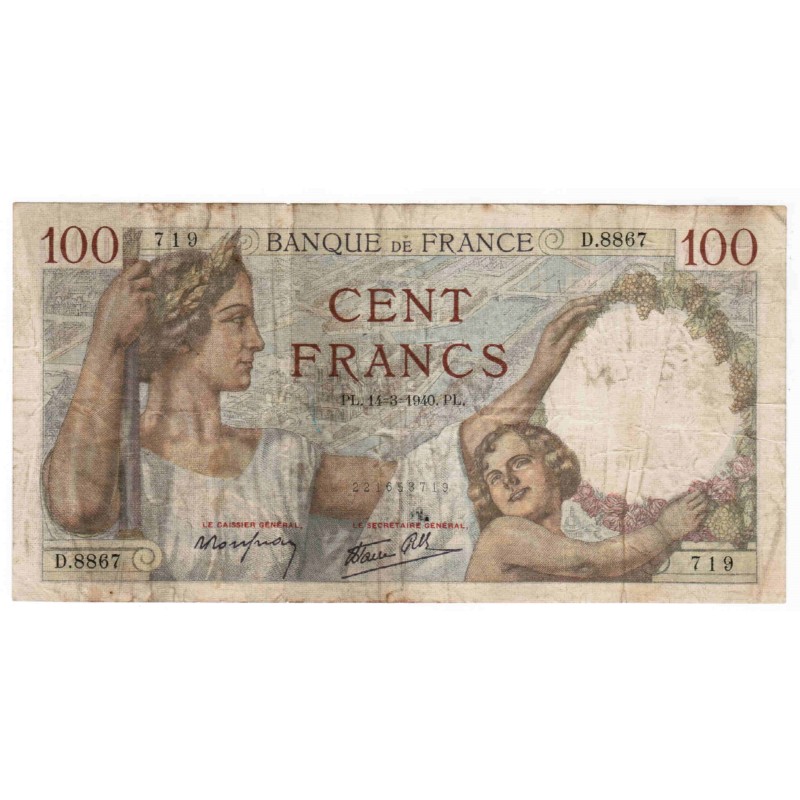 FAY 26/25 - 100 FRANCS SULLY - 14/03/1940 - D.8867 - PICK 94