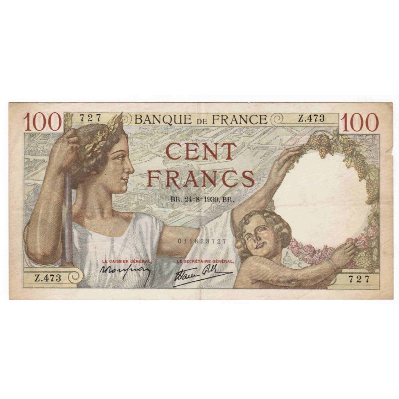 FRANCE - PICK 94 - 100 FRANCS SULLY - 24/08/1939 - Z.473