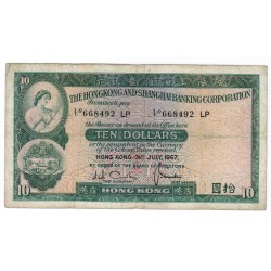 HONG KONG - PICK 182 e - 10 DOLLARS - 31/07/1967