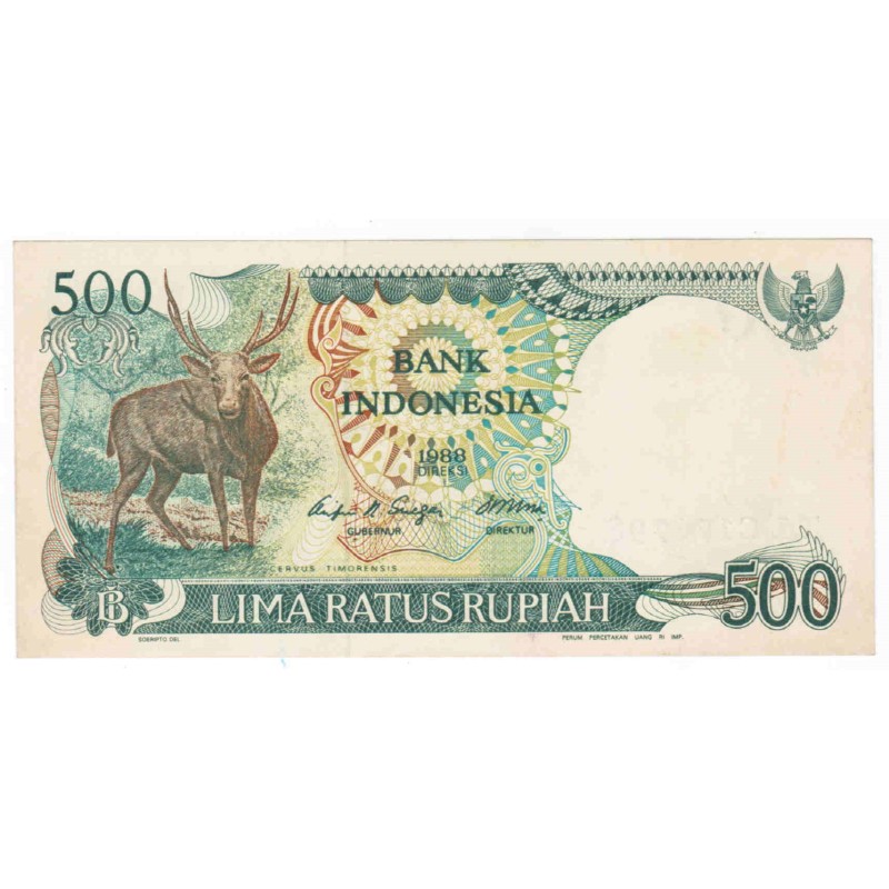 INDONESIA - PICK 123 A - 500 RUPIAH - 1988 - Deer