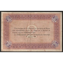 54 - NANCY - CHAMBRE DE COMMERCE - 2 FRANCS - 01/01/1921