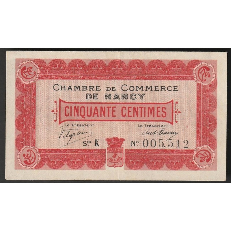 54 - NANCY - CHAMBRE DE COMMERCE - 50 CENTIMES - 09/09/1915