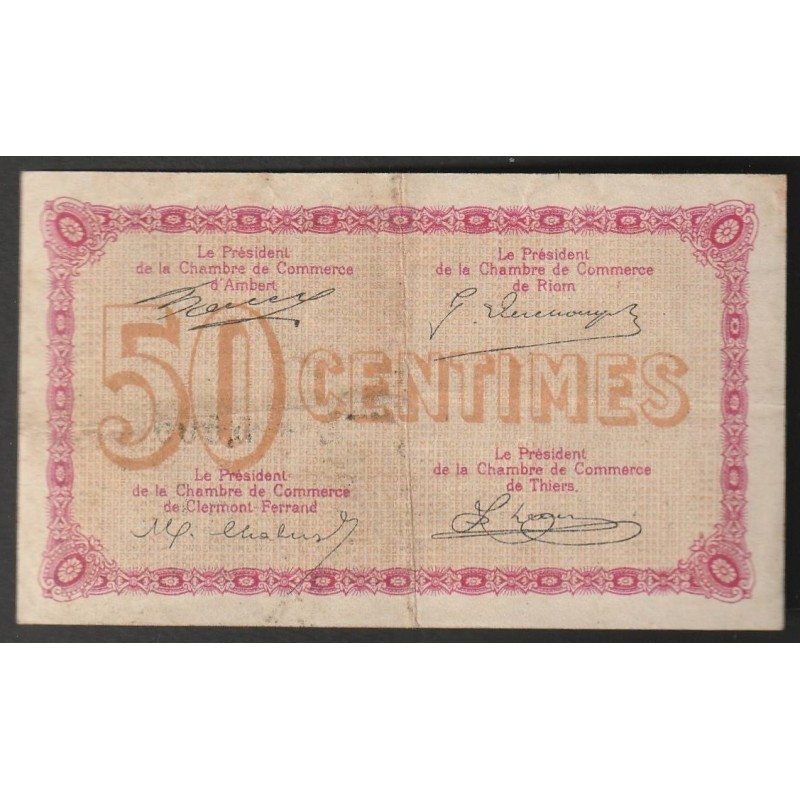 63 - PUY-DE-DOME - CHAMBRE DE COMMERCE - 50 CENTIMES