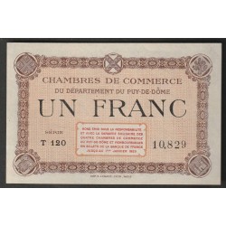 COUNTY 63 - PUY-DE-DOME - CHAMBER OF COMMERCE - 1 FRANC - 1920