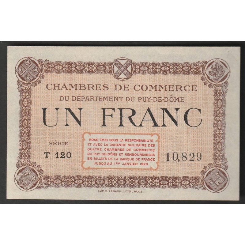 63 - PUY-DE-DOME - CHAMBRE DE COMMERCE - 1 FRANC - 1920