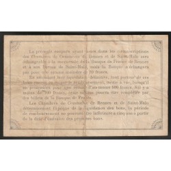 35 - RENNES ET ST-MALO - CHAMBRE DE COMMERCE - 50 CENTIMES - 25/08/1915