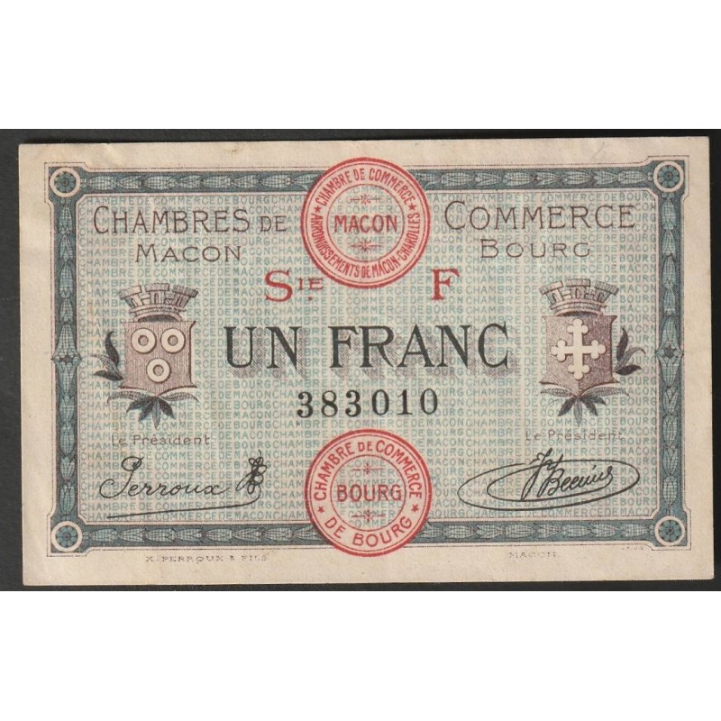 71 - MACON - BOURG - CHAMBRE DE COMMERCE - 1 FRANC - 04/08/1921