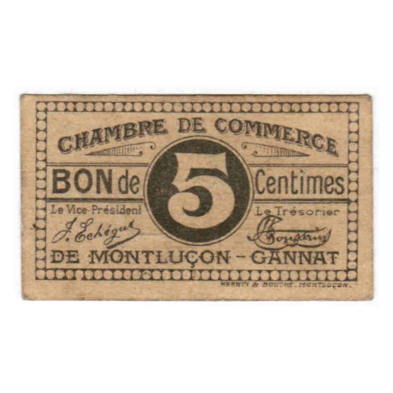 03 - MONTLUÇON - 5 CENTIMES - CHAMBRE DE COMMERCE