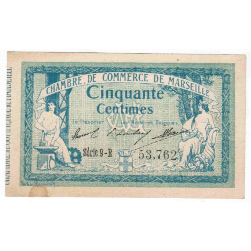 13 - MARSEILLE - 50 CENTIMES 1914 - 12.08 - CHAMBRE DE COMMERCE