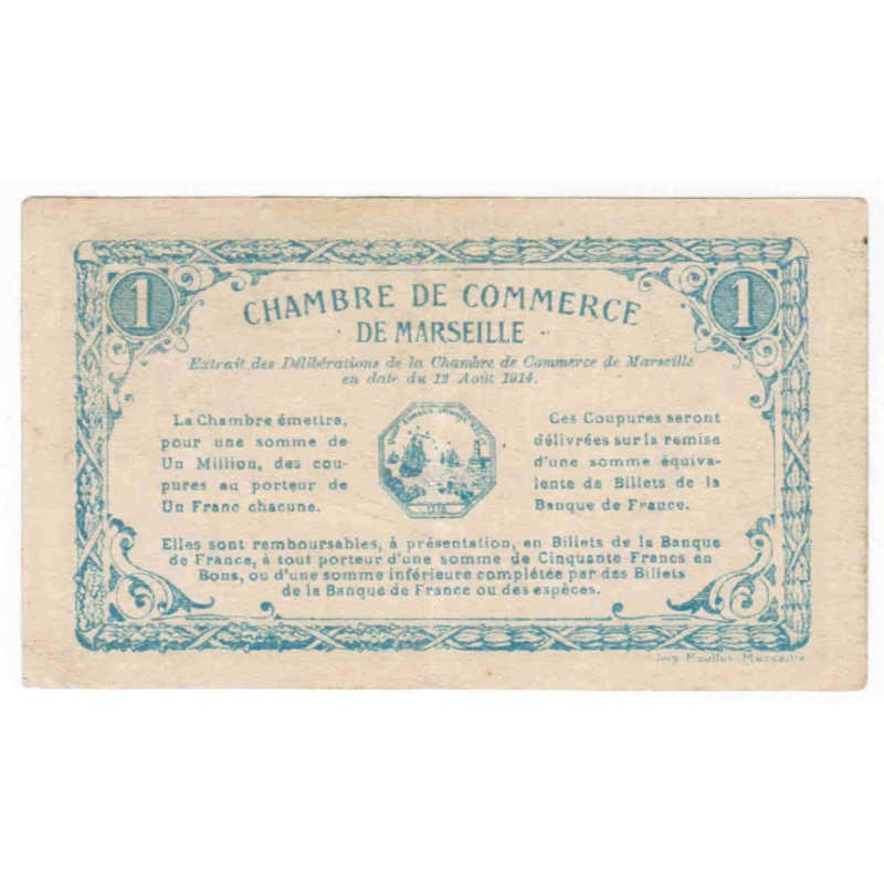 13 - MARSEILLE - 1 FRANC 1914 - 12.08 - CHAMBRE DE COMMERCE