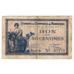 County 11 - NARBONNE - 50 CENTIMES - CHAMBER OF COMMERCE - DECEMBER 14, 1916