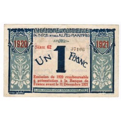 COUNTY 06 - NICE - CHAMBER OF COMMERCE - 1 FRANC - APRIL 19, 1917