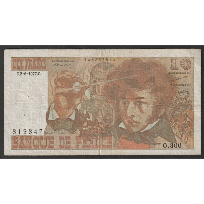 FRANKREICH - PICK 150 - 10 FRANCS BERLIOZ - 02/06/1977 - O.300