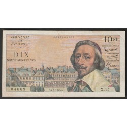 FRANCE - PICK 142 - 10 NOUVEAUX FRANCS RICHELIEU - 05/03/1959 - X.15