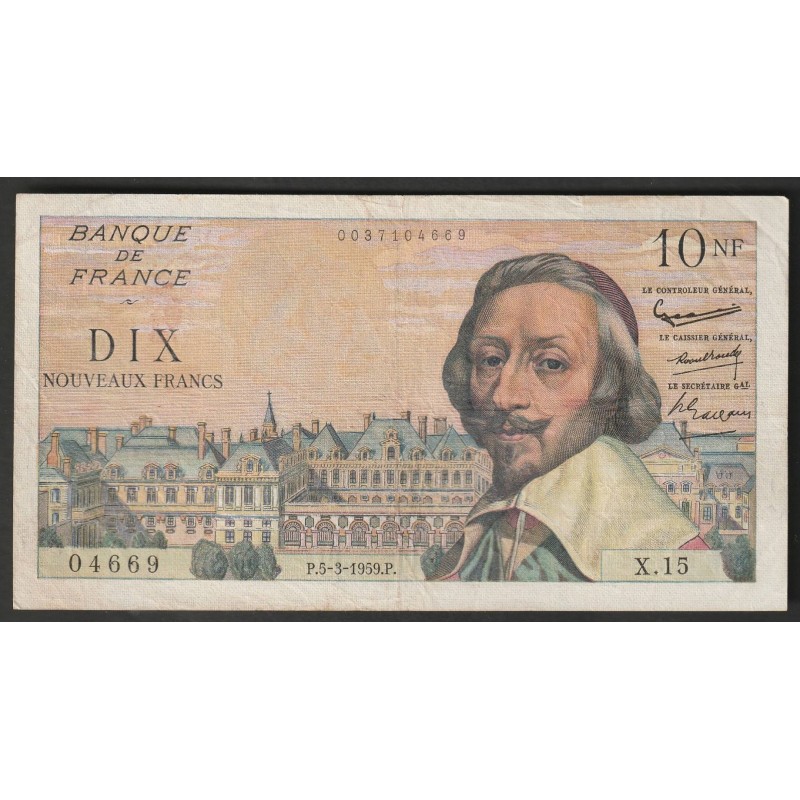 FAY 57/1 - 10 NOUVEAUX FRANCS RICHELIEU - 05/03/1959 - X.15 - PICK 142