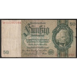 GERMANY - PICK 182 a - 50 REICHMARK - 30/03/1933