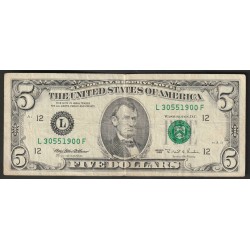 UNITED STATES OF AMERICA - PICK 498 - 5 DOLLARS 1995 - SERIE L