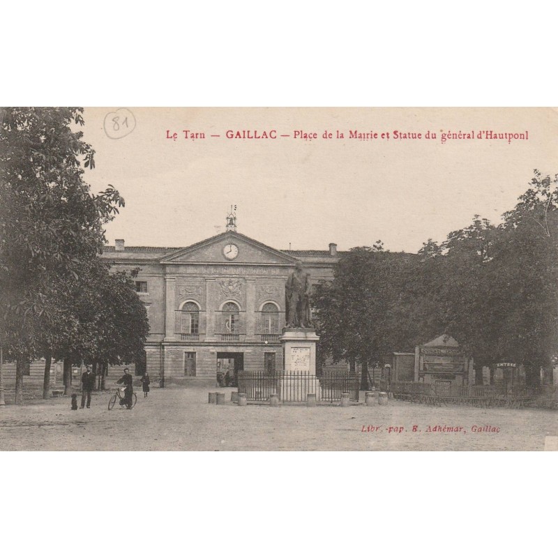 COUNTY 81600 - GAILLAC - TOWN HALL SQUARE AND STATUE OF GENERAL D'HAUTPONT