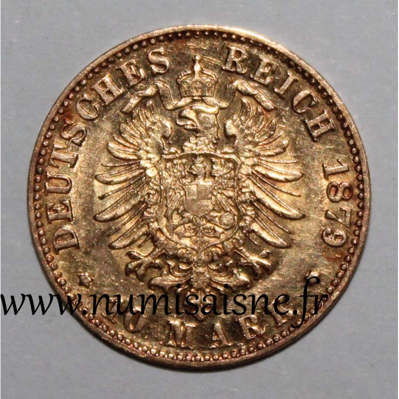 DEUTSCHLAND - HESSEN - KM 358 - 10 MARK 1879 H - GOLD