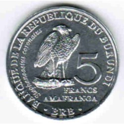 BURUNDI - KM 25 - 5 FRANCS 2014 - OISEAUX - STEPHANOAETUS CORONATUS