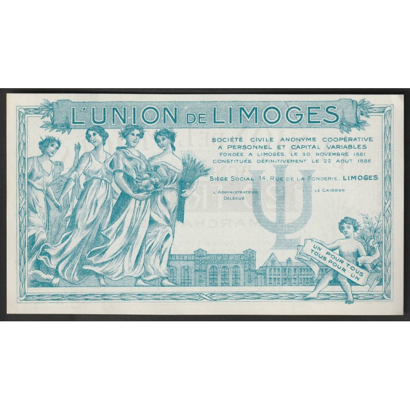 87000 - LIMOGES - COOPERATIVE SOCIETY - VOUCHER FOR 20 FRANCS IN GOODS