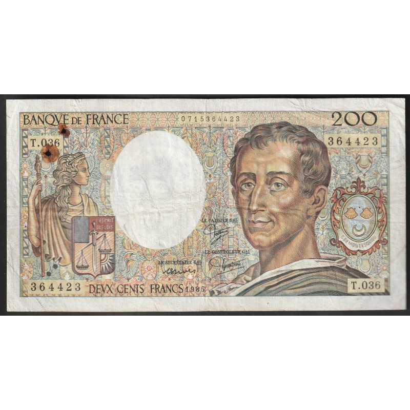 FRANCE - PICK 155 - 200 FRANCS MONTESQUIEU - 1985 - T.036