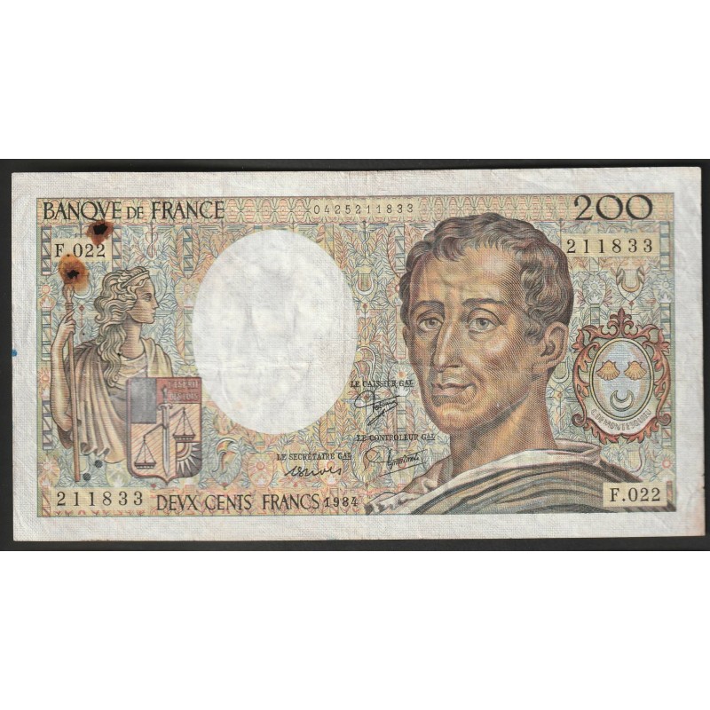 FRANCE - PICK 155 - 200 FRANCS MONTESQUIEU - 1984 - F.022