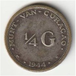 CURAÇAO - KM 44 - 1/4 GULDEN 1944