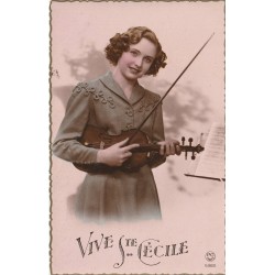 VINTAGE POSTKARTE - SAINTE CÉCILE - VIOLINIST