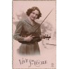 CARTE POSTALE VINTAGE - VIVE SAINTE CÉCILE - VIOLONISTE