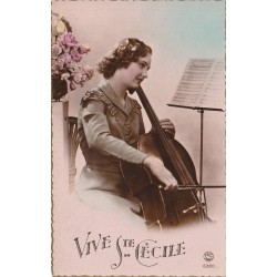 CARTE POSTALE VINTAGE - VIVE SAINTE CÉCILE - VIOLONISTE