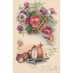 VINTAGE POSTKARTE - SAINTE CÉCILE - BLUMEN - MUSIKINSTRUMENTE