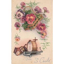 VINTAGE POSTKARTE - SAINTE CÉCILE - BLUMEN - MUSIKINSTRUMENTE