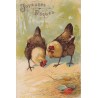 CARTE POSTALE VINTAGE - JOYEUSES PAQUES - POULES - OEUFS