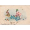 CARTE POSTALE VINTAGE - JOYEUSES PAQUES - LAPIN