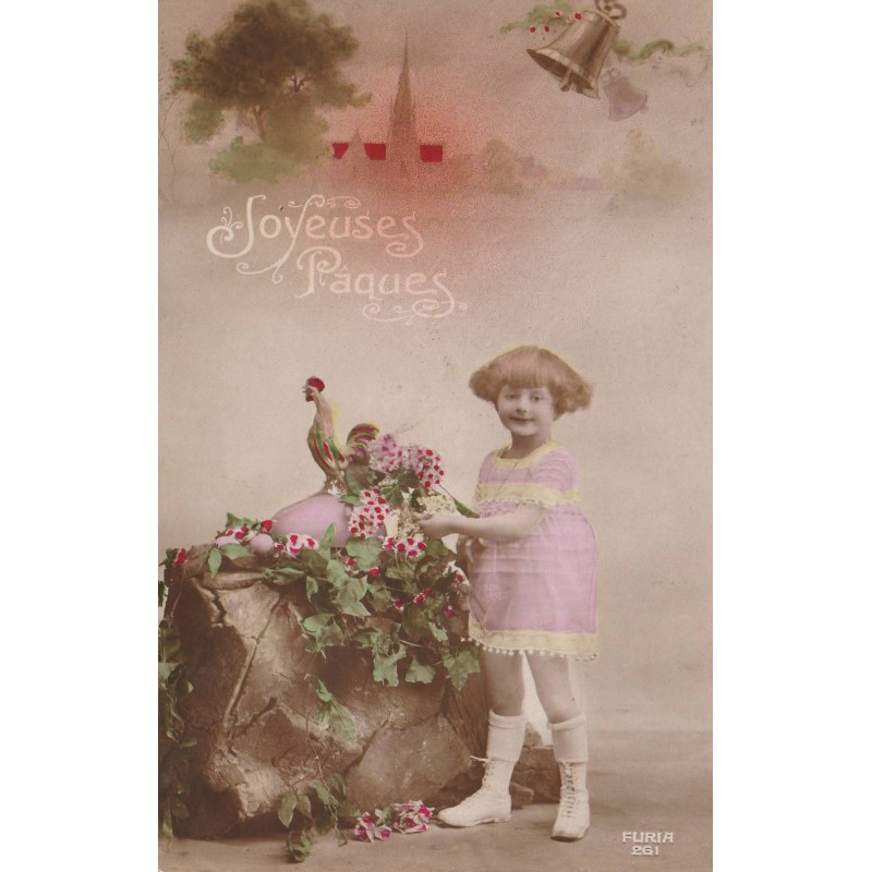 CARTE POSTALE VINTAGE - JOYEUSES PAQUES