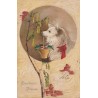 CARTE POSTALE VINTAGE - HEUREUSES PAQUES - CHIEN