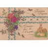 CARTE POSTALE VINTAGE - HEUREUSES PAQUES - LAPINS