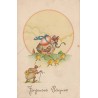 CARTE POSTALE VINTAGE - JOYEUSES PAQUES - POULES - POUSSINS