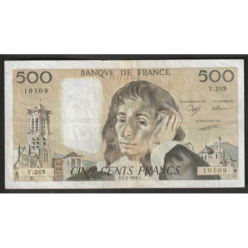 FAY 71/39 - 500 FRANCS PASCAL - 05/05/1988 - Y.283 -  PICK 156