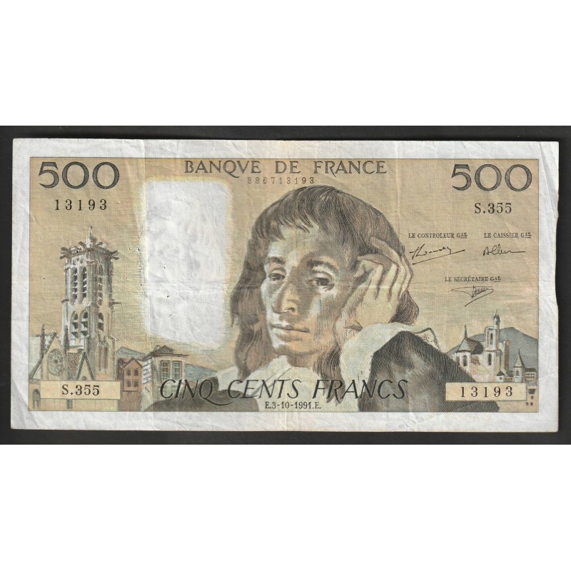 FAY 71/48 - 500 FRANCS PASCAL - 03/10/1991 - S.355 - PICK 156