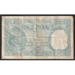 FRANCE - PICK 74 - 20 FRANCS 1918 - 09.08 - TYPE BAYARD - N.3800