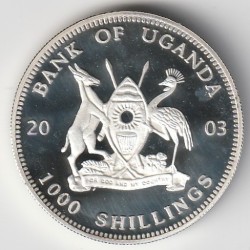 UGANDA - KM 104 - 1.000 SCHILLING 2003 – GORILLA – VERSILBERT