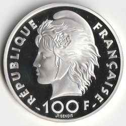 FRANKREICH - PARIS-MÜNZE - 100 FRANKEN / 15 ECUS 1993 - MITTELMEERSPIELE - BADEN