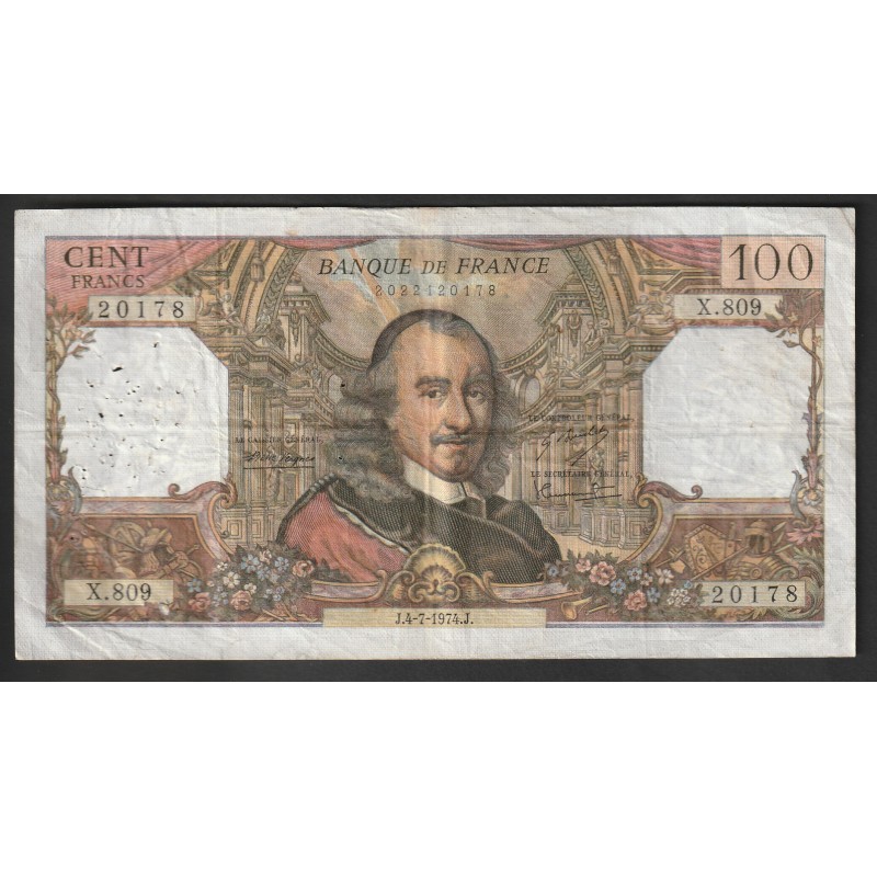 FRANKREICH - PICK 149 - 100 FRANCS CORNEILLE - 04/07/1974 - X.809