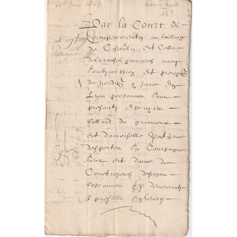 ANCIEN DOCUMENT - ANNÉE 1604 - RÉDIGÉ PENDANT LE REGNE DE HENRI IV ET DE MARIE DE MEDICIS