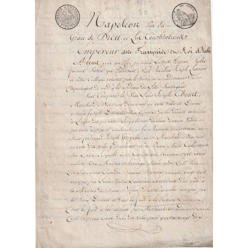 ANCIEN DOCUMENT - ANNÉE 1807 - PERIODE NAPOLEONNIENNE